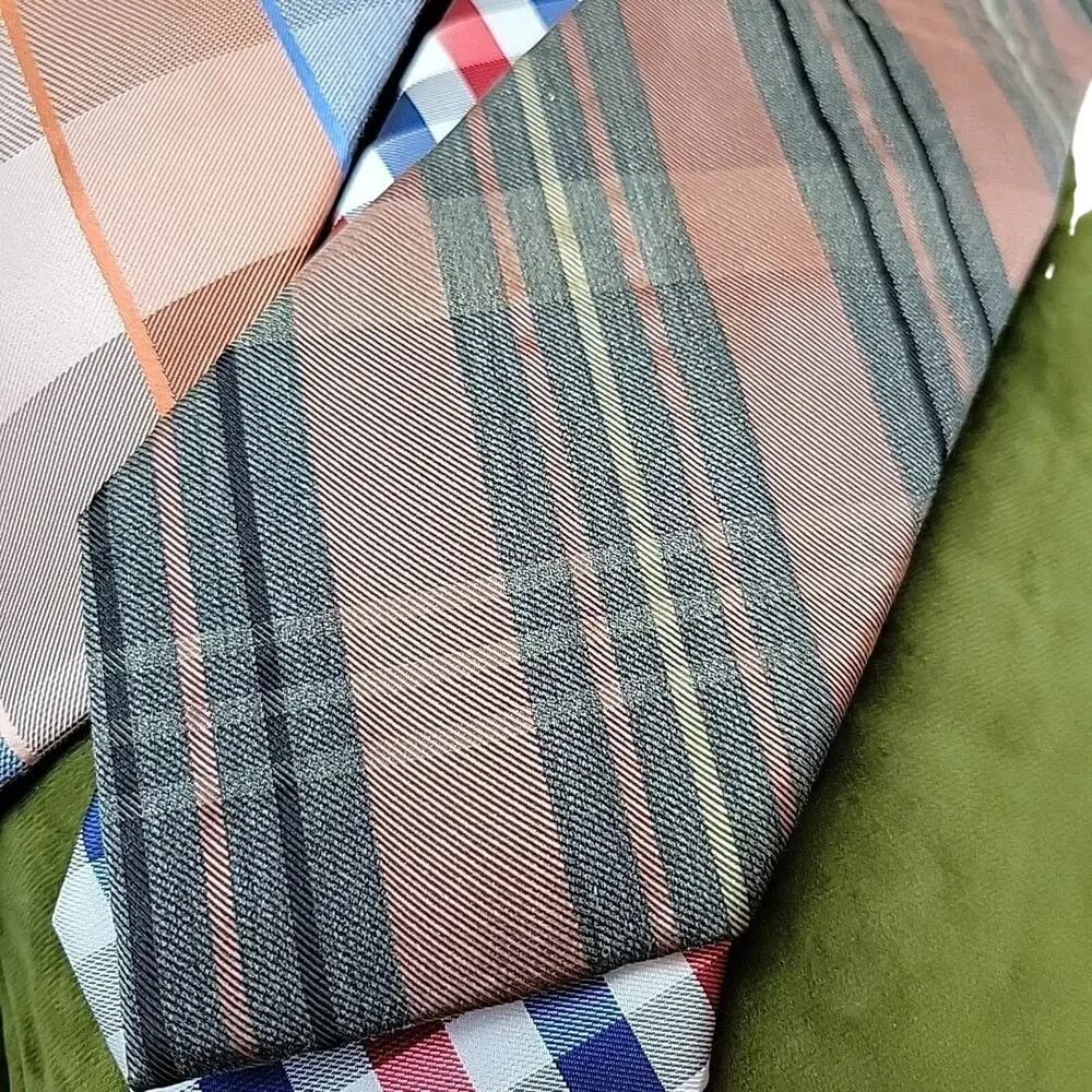 Plaid Neck ties Lot Of 4 Designer Nick Graham Michael Kors Chaps Croft & Barrow